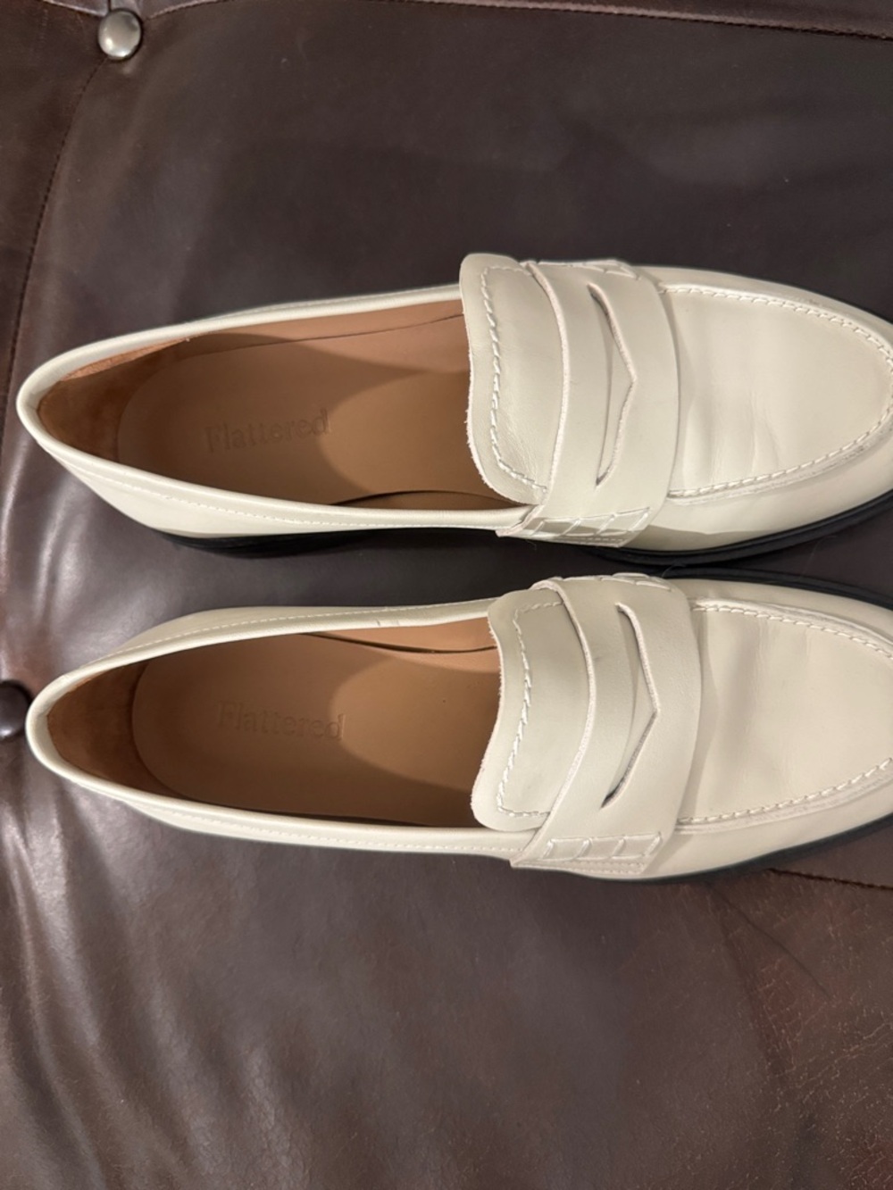 Flattered Cream Leather Penny Loafers - Women's Slip-On Flats